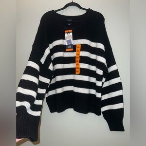NWT GAP women’s chunky sweater striped black & white plus size XXL ✨